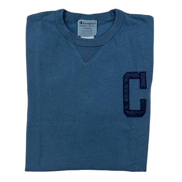 New Champion Men US XS Blue T-Shirt Crew Neck Short Sleeve Sport Casual Logo - Picture 4 of 9